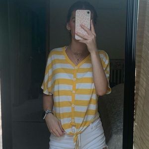 SO XS yellow and white striped t- shirt